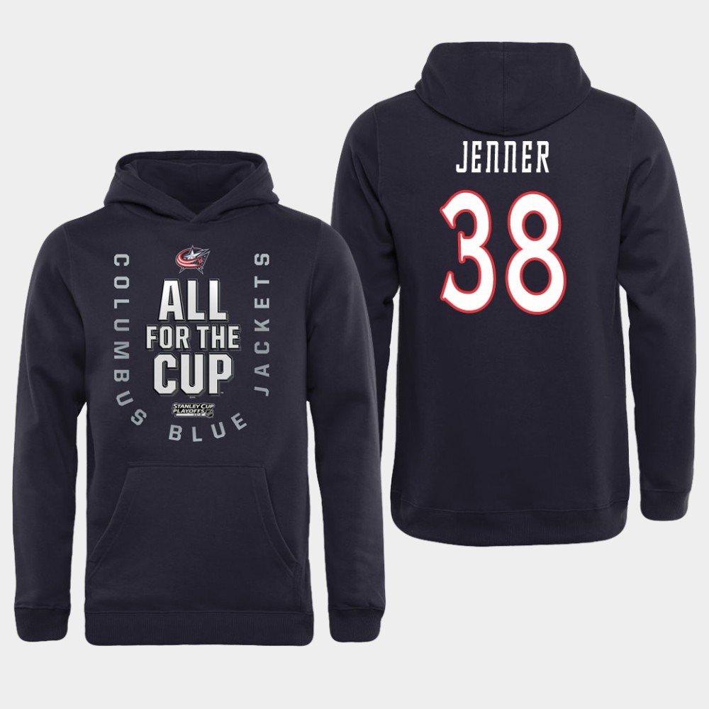 Men NHL Adidas Columbus Blue Jackets #38 Jenner black All for the Cup Hoodie->columbus blue jackets->NHL Jersey